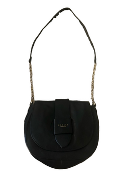 RADLEY LONDON Black Leather Saddle Crossbody with Gold Chain